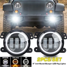 2PCS 4" Inch Round LED Fog Lights Driving Lamps Halo for Jeep Wrangler JK TJ LJ
