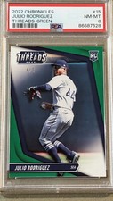 Julio Rodriguez Rookie - 2022 Panini Chronicles Threads Green #/5 - PSA 8 SSP