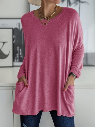 Übergröße Damen Langarm Tunika Tops Damen schlicht Baggy Freizeit T-Shirt Bluse - Bild 13 von 29