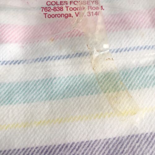 Vintage Flannelette Single Bed Flat Sheet NEW Fairline Cotton Striped Pastel - Picture 5 of 7