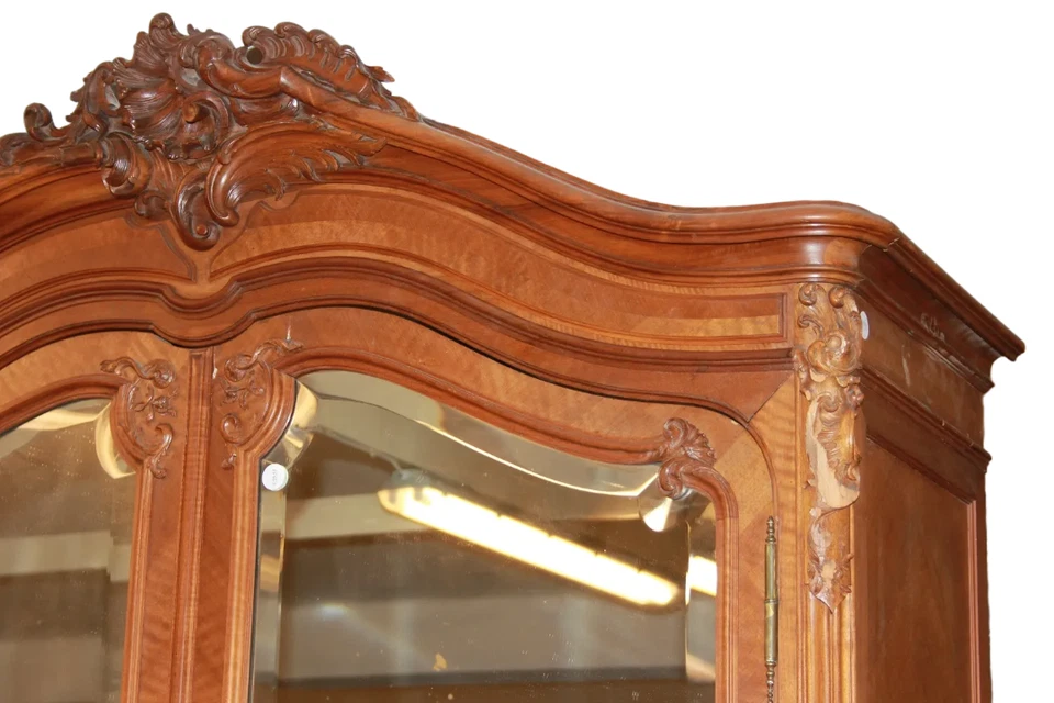 Armadio stile Luigi Filippo Con Specchi a 2 Ante in legno di noce - Immagine 3 di 4