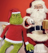 NEW Grinch Jumbo Plush, 48 Inches Tall, Dressed in a Santa Shirt and Hat