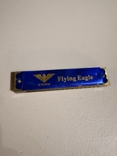 VINTAGE M BROTHER FLYING EAGLE HARMONICA INSTRUMENT, BLUE POLISHED