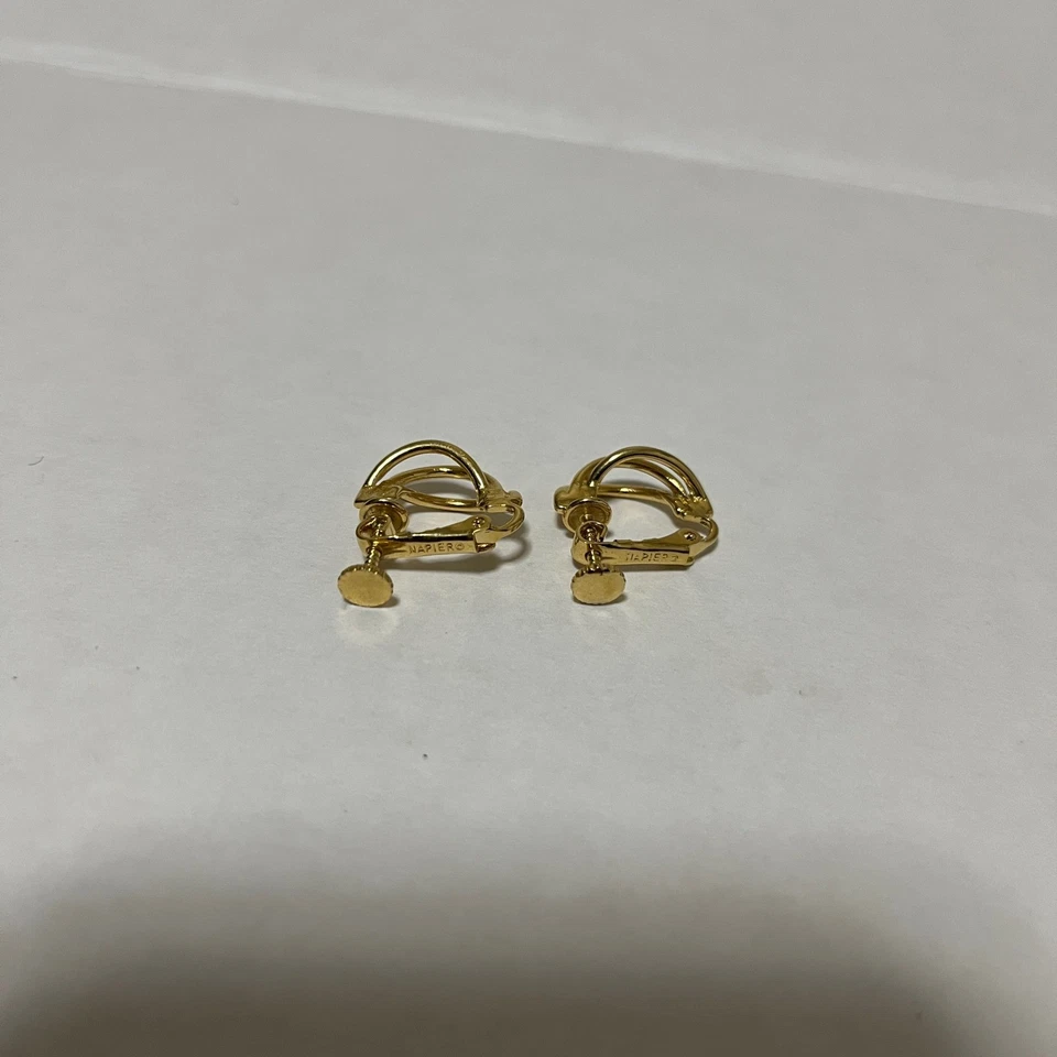 Винтажные золотистые витые серьги-кольца с зажимом Napier - Изображение 3 из 4
