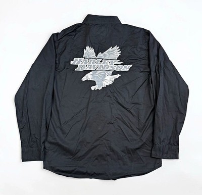 Harley Davidson Vintage Shirt Back Print [Size L/XL] Black Biker Eagle Print