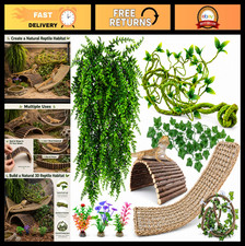 Bearded Dragon Tank Accessories, 10 PCS Reptile Hammock Plants Bridge Jungle