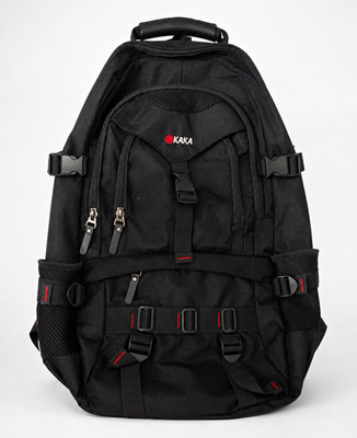 KAKA Black Travel Backpack Solid Unisex Adult Adjustable Straps