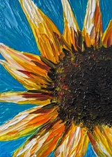 Original abstract acrylic  painting "Sunflower",5"x7"x0.3"