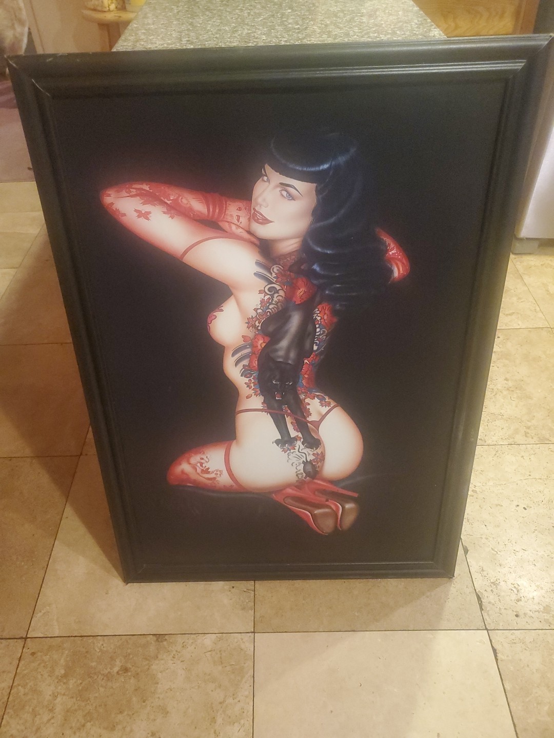Olivia De Berardinis Print on Board Bettie Page American Model Pin-Up 40x28