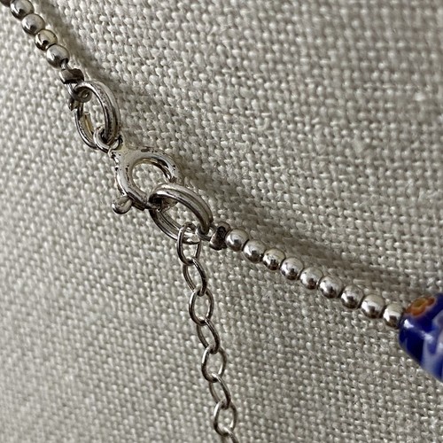 Millefiori Glass Beaded Necklace Silver tone Small Beads Adjustable Colorful - Picture 22 of 23