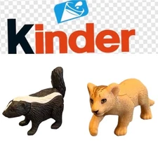 Authentic Kinder Eggs Replacement Animal Figurines Skunk & Lion Set of 2