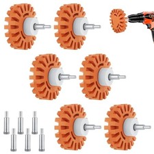 6 Pack Rubber Eraser Wheel for Drill, Decal Remover Wheel with Drill Adapter,