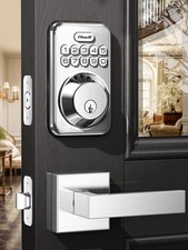 Keyless Entry Door Lock Set with 2 Lever Handles, Keypad Deadbolt, Satin Nickel