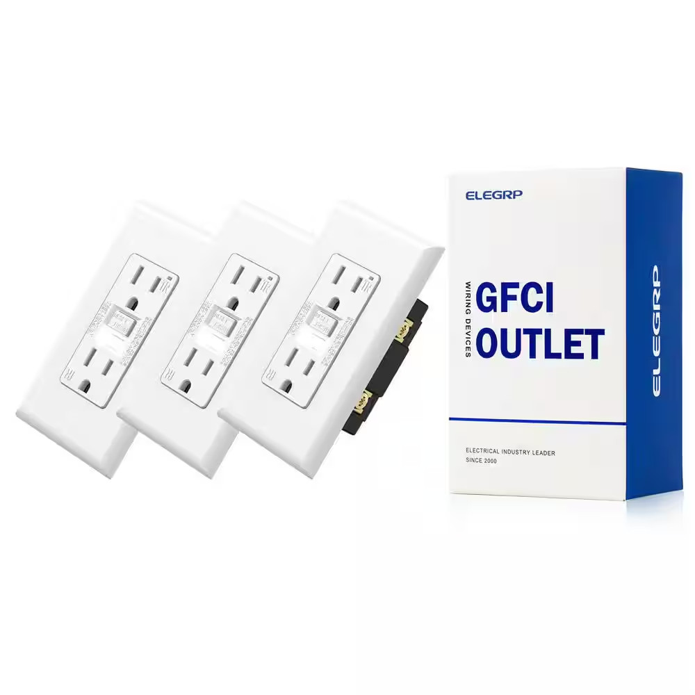 GFCI Outlet with Night Light, 15 Amp 125V Tamper Resistant Duplex Wall Outlet, W