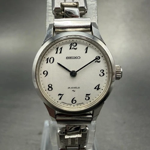 Seiko Watch Women 21mm Silver Dial Silver Tone Round 2220-0020 Manual Runs MFT