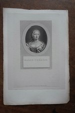 MARIE THERESE (1717-1780) PORTRAIT. ORIGINAL 1825 ENGRAVING. REIne HUNGARY-a