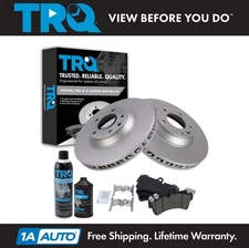 TRQ Brake Pad & Coated Rotor Front Ceramic Kit w/Fluids for Audi Porsche VW