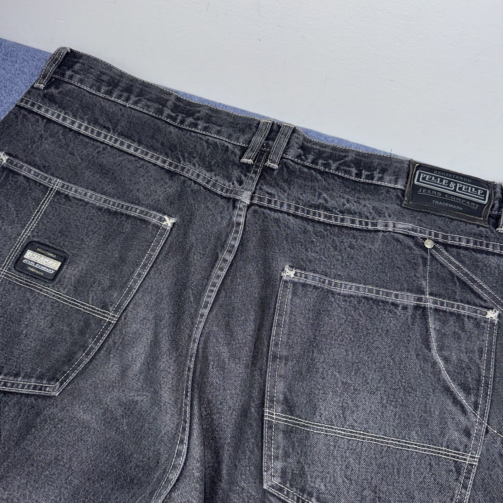 Pelle Pelle Baggy Mens 46x30 Black Denim Jeans Y2k Vi… - Gem