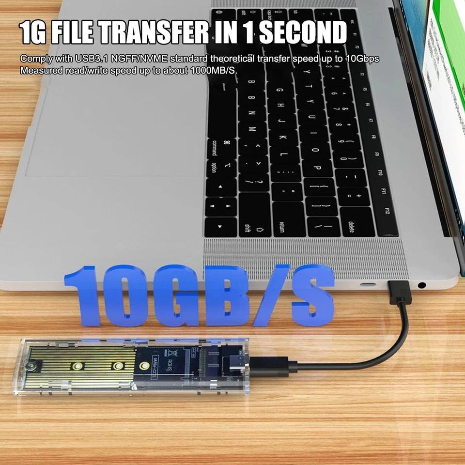 M.2 NVMe SSD to USB 3.2 Type-C Enclosure Case Converter Adapter M&B+M Key※UK - Image 4 of 4