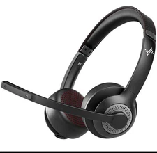 JIAMQISHI Wireless Headset with AI Noise Cancelling Microphone Bluetooth Headset