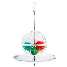 Parrot Bird Toy Foraging Hanging Transparent Ball Feeder Tray for African Greys