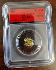 ICG 0.5 Gram .9999 Gold Clover ICG MS70 Gold Round