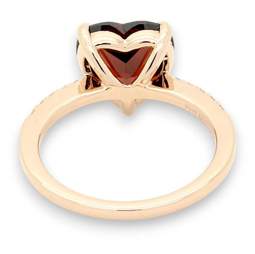 Frank Trautz Ring 585 Roségold mit Diamanten 0,14 ct & Granat 3,30 g  W 56 - Bild 4 von 4