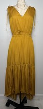 NWT Banana Republic Liquid Gold Satin Ruffle Hi Low Maxi Party Dress Petite M/L