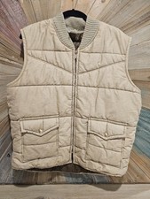 VINTAGE Walls Blizzard Pruf Down Zip Beige Puffer Vest XL 46-48 UNISEX Puffy