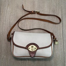 VTG Dooney  Bourke All Weather Leather Crossbody Bag Cavalry Trooper Ivory USA