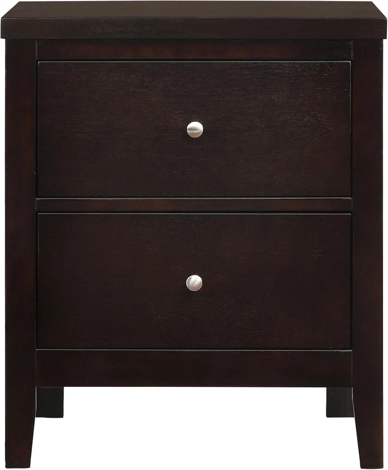 Mesita de noche para dormitorio de 2 cajones de madera contemporánea Carlton muebles para el hogar posavasos B Foto 4 de 4