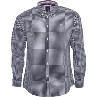 Crew Clothing Mens Classic Gingham Long Sleeve Shirt Navy Size Medium (G9) 