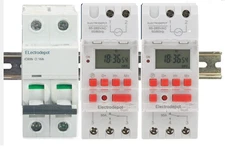 Programmable Dual Timer 24H 7Day 110V 120V and 220V Two Time Switch w DIN Rail
