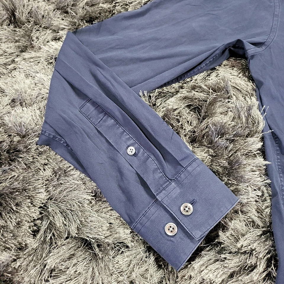 Camisa Theory Para Hombre Mediana Azul Manga Larga Elastizada Abotonada Sylvani Wealth Vestido Foto 4 de 4