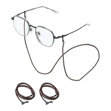 3 Pcs Leather Glasses Chain, Eyeglasses Chain with Lanyard, Brown