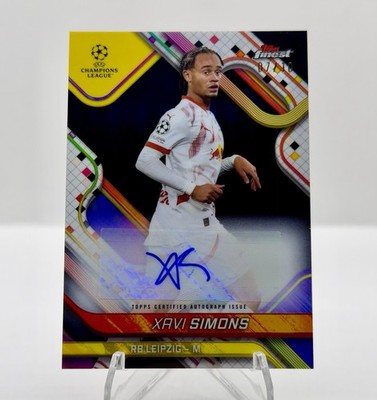 XAVI SIMONS 2024-25 Topps Finest Black Refractor Auto # Match 7/10 Tottenham