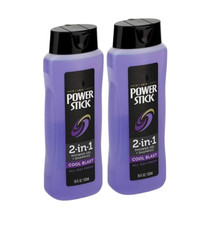 2 Pack Power Stick 2 In 1 Shower Gel + Shampoo Cool Blast All Day Fresh 18OZ 0.89 per gallon