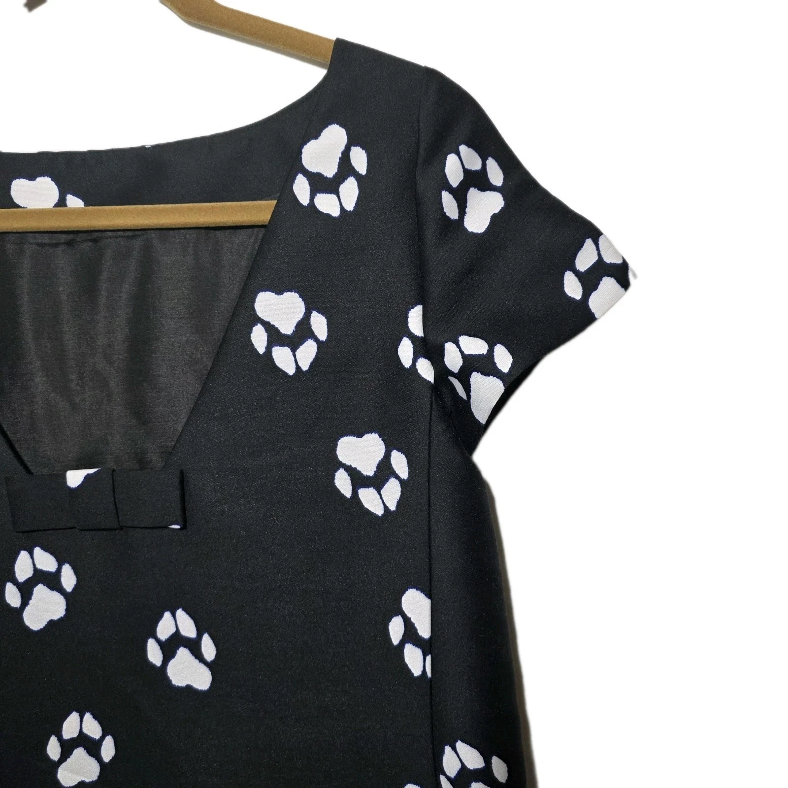 Abito Kate Spade Stampa Zampa Swing Taglia 0 Small Nero Bianco Animale