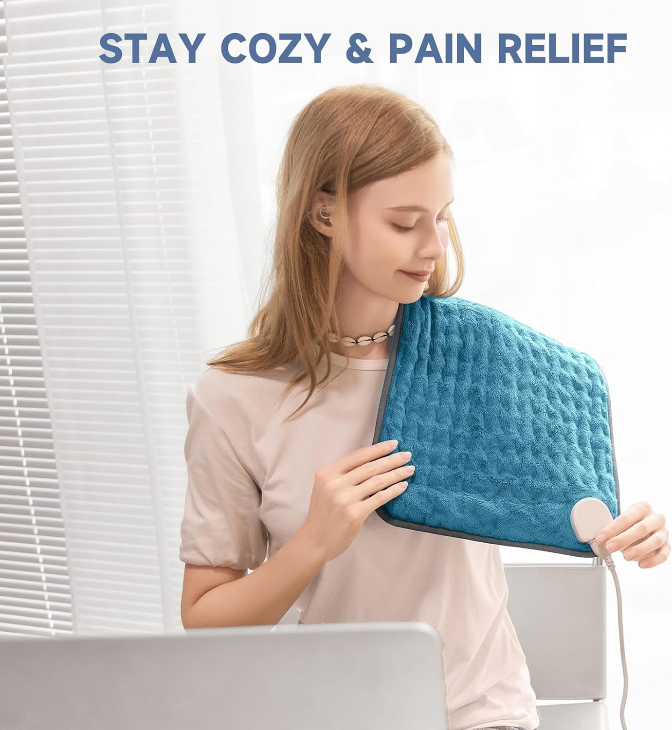 Electric Heating Pad for Back and Shoulder Pain Relief, Soft Heat Blanket wit...