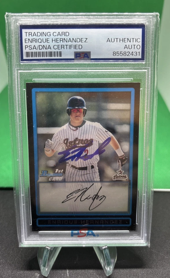 Enrique Kike Hernandez signed 2009 Bowman Chrome Baseball RC IP auto PSA Dodgers - Image 1 of 2