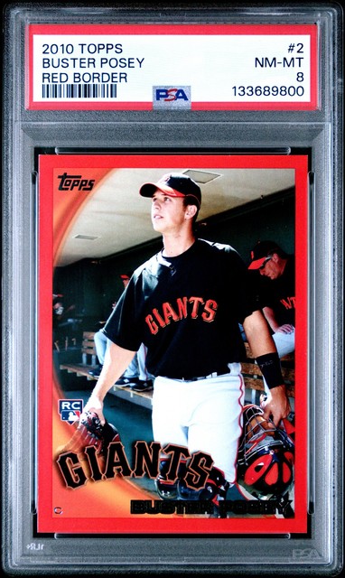 2010 Topps Red Border #2 Buster Posey RC /299 PSA 8 (POP 1 - ONLY 2 HIGHER)