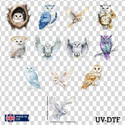 12 Eule UV DTF Tasse Aufkleber Zum Selbermachen Libbey Glas Aufkleber Mix eas252