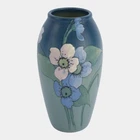 Weller Hudson 1920s Vintage Art Pottery Hand Painted Blue Floral Vase Timberlake