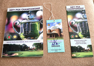 88TH PGA CHAMPIONSHIP PROGRAM TICKET WITH DAVID TOM AUTO AND PRACTICE MAP ROUND