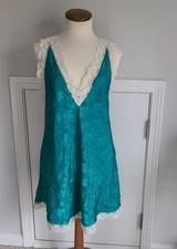 Vintage Delicates Slip Dress Size S Small Lace Rosette Embroidered Floral Damask