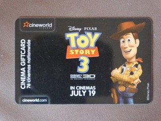 Gift Card ( to collect no value ) UK Cineworld / DISNEY Toy Story 3