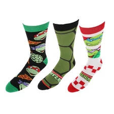 BioWorld Men's Teenage Mutant Ninja Turtles 3 Pack Crew Socks