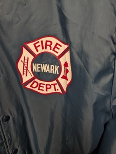 Vintage XL Newark NJ Fire Department FD Jacket Coat Extra Large Maltese Cross
