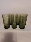Vintage Set 6 Anchor Hocking Soreno Avocado Green Water Glasses Tumblers Ribbed