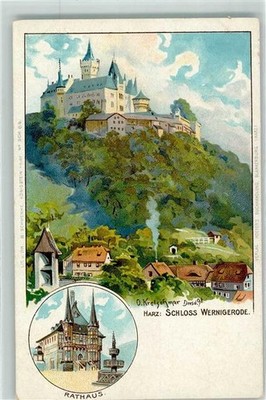 13916556 - 3700 Wernigerode Castle Wernigerode City Hall signed O. Kretschmar